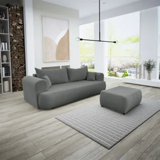 Sofa Schlafsofa 3-Sitzer ANIKE inkl. Polsterhocker in Stoff Now or Never Dunk...