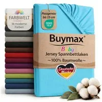 Buymax Spannbettlaken Babybett Kinderbett 60x120cm 70x140cm, Jersey 100% Baumwolle, Gummizug: Rundumgummi, (1 Stück), bis 15 cm Matratzenhöhe, weich, atmungsaktiv, hautfreundlich