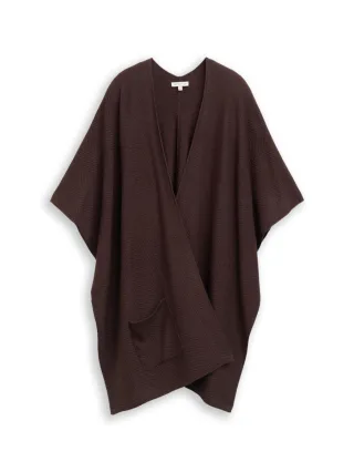 Tom Tailor - Cape mit Fischgrätmuster braun - Gr. - ONE SIZE