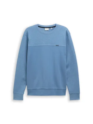 Tom Tailor - Crewneck Sweatshirt mit Struktur-Mix faded uniform blue - Gr. - XXL