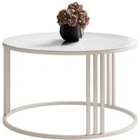 Lookway Couchtisch LORI GLASS, runder Couchtisch mit kaschmirfarbenem Gestell (1x Tisch), Durchmesser: ⌀70 cm