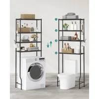 SONGMICS Badregal Badezimmerregal, 4-stöckiges Toilettenregal, verstellbare Ablagen Toilettenpapierhalter