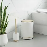 TENDANCE Kosmetikeimer Mülleimer gold 3L mit Pedal,Soft-Close, geräuschloser Deckel Arusha
