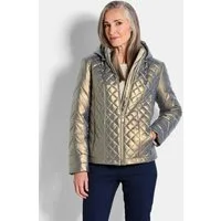 GOLDNER Steppjacke Metallicjacke mit Kapuze Kapuzenjacke mit Stehkragen, Reißverschluss, Taschen und Langarm
