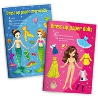 JUNAPACK Anziehpuppe Anziehpuppen zum Ausschneiden Papier Spielbuch mit Kleidungsstücken (2-tlg), Anziehpuppen aus Papier zum Ausschneiden