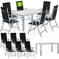 Casaria Garten-Essgruppe Bern, (7-tlg), Aluminium 5mm Sicherheitsglas Stühle Klappbar Verstellbar Wetterfest