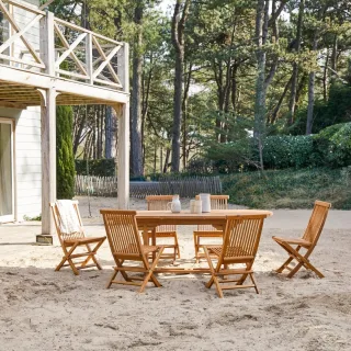 Ovale Outdoor Sitzgruppe aus Akazienholz Capri 6