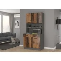 Küchen-Preisbombe Küchenzeile Mario 100 cm Buffetküche Buffet Küchenblock Einbauküche Old Wood Style