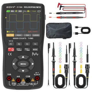 ZOYI ZT-706S Handheld Oscilloscope Multimeter 3-In-1 Dual Channel 50MHz 280MSa/s 66000 Counts Signal Generator IPS Displ