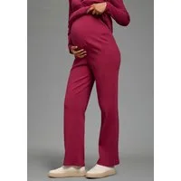Neun Monate Umstandshose Weite Jerseyhose für Schwangerschaft & Stillzeit, elastische Rippware Umstands-Hose aus Rippware mit weitem Bein