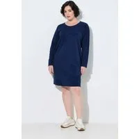 Ulla Popken Jerseykleid Sweatkleid Flockdruck Rundhalsausschnitt Langarm