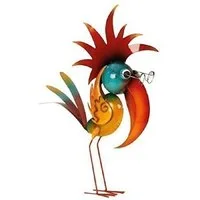 Geschenkestadl Tierfigur Metall Figur exotischer farbenfroher Vogel mit Brille XXL 57 cm