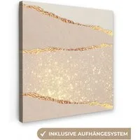 OneMillionCanvasses® Leinwandbild Glitzer - Luxus - Gold - Abstrakt, Fotodruck (1 St), Wandbild, Deko Schlafzimmer Wohnzimmer Flur 20x20 cm