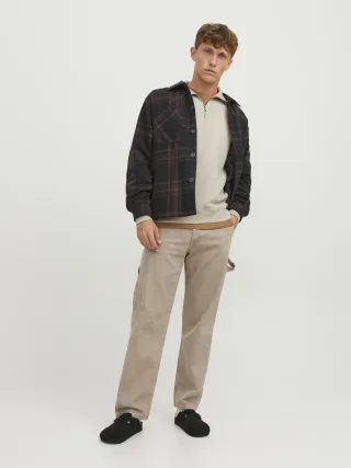 JACK&JONES - JJEBRADLEY SWEAT HALF ZIP NOOS Moonbeam - Gr. - M
