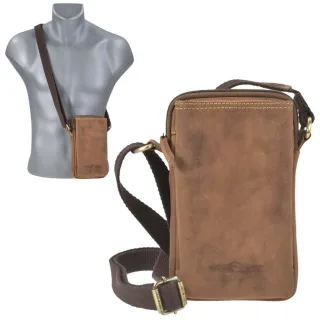 Handytasche zum Umhängen Leder "Vintage" Handy Umhängetasche Damen Herren antikbraun Greenburry 1553-25