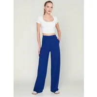 fashionshowcase Palazzohose Damen Stoffhose Marlenehose mit elastischem, hohem Bund