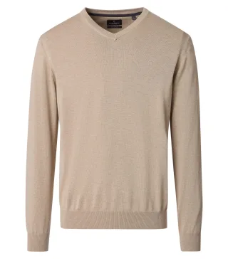 CASAMODA - Pullover mit V-Ausschnitt uni 004430 beige - Gr. - L