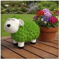 Online-Fuchs Gartenfigur für draußen - lustiges Schaf, grün - Deko Figuren - 20 cm groß, (wetterfest, süßes Lächeln für Ihre Gäste), bunte Dekoration im Garten für Frühling, Sommer und Herbst