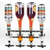 JEOBEST Flaschenhalter Bar Wandmontage Spender Wein, (4-St), Für 4/6 Flaschen Schnaps, Limonade, Getränkespender, Silber