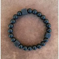 NAHLE Perlenarmband Naturstein Onyx Lavastein Energie Balance Armband (inklusive Geschenkbox), elastisches Band