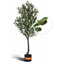 Kunstbaum KAIVIO Künstlicher Olivenbaum 120 cm Deluxe, Kaivio, Höhe 120 cm, Naturgetreue Optik mit 720 Blättern und 40 Oliven