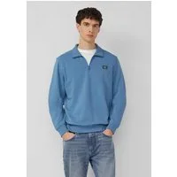 s.Oliver Sweatshirt Sweatshirt Sweatshirt mit Troyer-Kragen und Logo-Patch