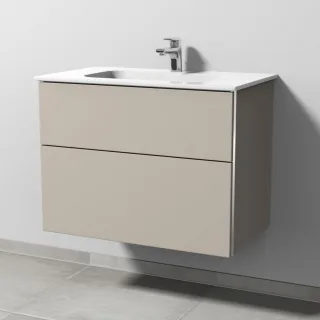 Sanipa 3way Keramik-Set Design Keramik-Waschtisch und Unterbau mit 2 Auszügen, Kaschmir-Matt BP4801U