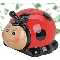 matches21 HOME & HOBBY Spardose Lustige Spardose Marienkäfer schwarz rot 12 cm mit Schlüssel, Keramik Kinder Sparbüchse abschließbar