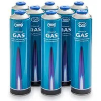 TOM Gaskartusche 600ml Universalgas Set, 8 St., Propan-/Butangasgemisch EN 417, 7/16"
