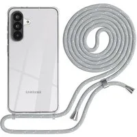 EAZY CASE Handykette Hülle mit Kette für Samsung Galaxy A56 6,7 Zoll, Umhängeband mit Backcover Etui Schutzhülle Hülle Case Hellgrau Weiß