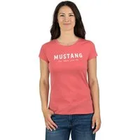 MUSTANG T-Shirt Damen Logo Printshirt Alexia C Logo Slim Fit (1-tlg) Basic Kurzarm Tee Shirt mit Rundhalsausschnitt aus 100% Baumwolle