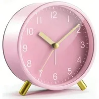 nsihing Kinderwecker Wecker Analog Superleise mit Nachtlicht, Batteriebetrieben, 4 Zoll Rund, Metall, Einfaches Design für Schlafzimmer, Büro, Nachtisch