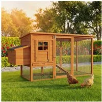 My Animal Hühnerstall Kleintierstall MH-04 für 3-4 Hühner - Wetterbeständig - Kiefernholz, Ausziehbare Schublade, verzinkter Draht, zwei Ebenen