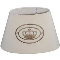 Dirk Davids Leuchten GmbH Lampenschirm Lampenschirm in Oval Leinen Beige gestickte Krone in Braun 25-15-16cm, Gestickte Krone in Braun