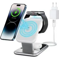 LA CUTE MagSafe Ladeständer iPhone, Apple Watch Kabelloses Laden Wireless Charger (2000,00 mA, 3-in-1 MagSafe Wireless Charger für iPhone, Apple Watch und AirPods., Magsafe-Ladegerät für iPhone, Apple Watch & AirPods, magnetisch, Schnelles Laden mit 