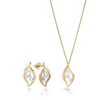 Orphelia 'Charlotte' Damen 925 Sterling Silber Set: Kettenanhänger + Ohrringe - Silber/Gold SET-7523/G