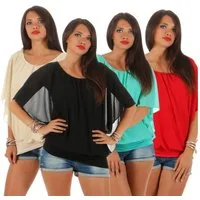 CLEO STYLE Chiffonbluse Damen Bluse 661 36-40 Olive