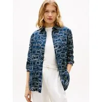 Tommy Hilfiger Hemdbluse ESS LINEN RELAXED SHIRT mit Logostickerei,kühlendes Premium Leinen