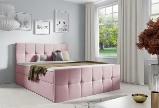 Boxspringbett Schlafzimmerbett CARMEN LUX 160x220cm Stoff Inari Rose