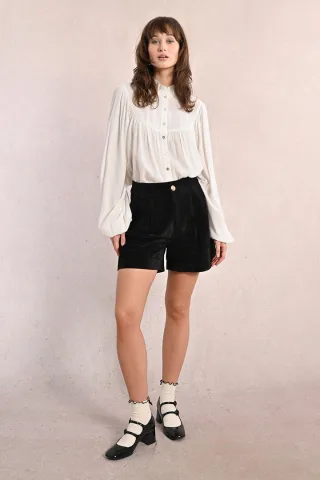 molly bracken - Shorts aus Samt, hohe Taille schwarz - Gr. - S
