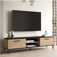 en.casa TV-Schrank »Lempäälä« mit 2 Schranktüren Eiche/Schwarz