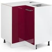 Vicco Eckunterschrank R-Line, Rot Hochglanz/Weiß, 75.6 cm ohne Arbeitsplatte (1-St)