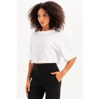 JUSTEVER T-Shirt Crop-Damen-T-Shirt aus 100 % Baumwolle mit Rundhalsausschnitt