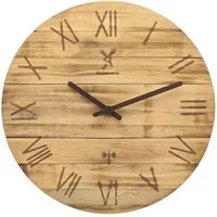 Holzwerk Funkwanduhr Designer Loft Funk Holz Wand Uhr, beige,braun (Nahezu lautloses Uhrwerk, analog, 35 cm)