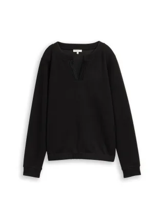 Tom Tailor - Scuba Sweatshirt mit Strasssteinen deep black - Gr. - S