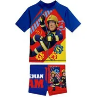 United Labels® Badeanzug Feuerwehrmann Sam Schwimmset UV-Schutz 30 Badeanzug Zweiteiler