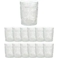 Annastore Glas Mandala Trinkgläser 12er Set – 250 ml Wassergläser mit edlem Muster, 12-tlg., Stilvolle Gläser für Wasser, Saft, Limonade & Longdrinks