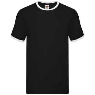 Fruit of the Loom - "Ringer" T-Shirt für Herren (Schwarz/Weiß)