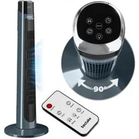 tectake Turmventilator Standlüfter Arktis in anthrazit, leise, Inkl. Fernbedienung, Schwenkfunktion, 3 Modi, 12-Stunden-Timer, Touchpanel und LED-Display