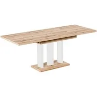 Endo-Moebel Säulen-Esstisch "Appia White" 130-210cm ausziehbar erweiterbar, Für bis zu 8 Personen, Weiße Beine